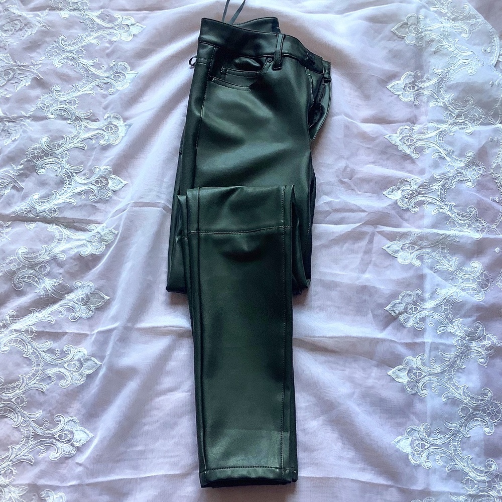 RW&CO faux leather green pants